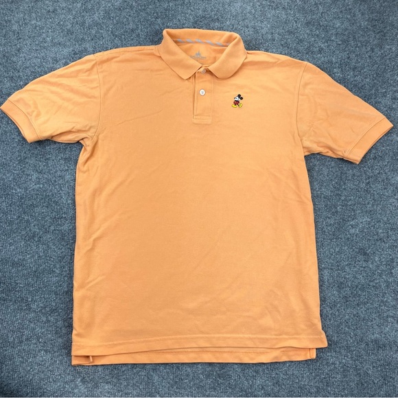 Disney Parks Men’s World Micky Polo Logo Orange Small - Picture 2 of 9